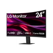 Vista frontal de Monitor LG 24'' Curvo FHD de 100 Hz con USB-C Mejor Productividad 24U421A-B